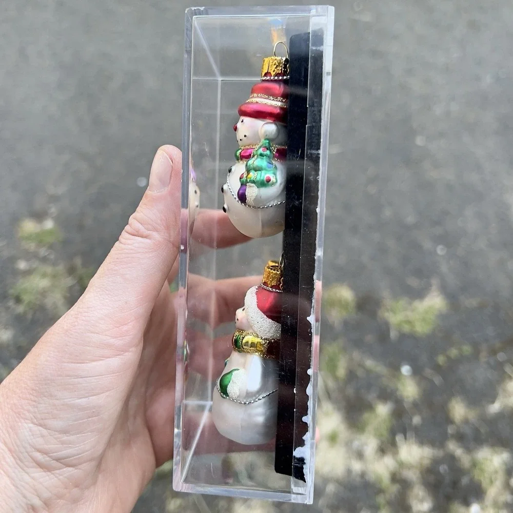 Hand Blown Glass Christmas Ornament Santa Set Of 4 NEW